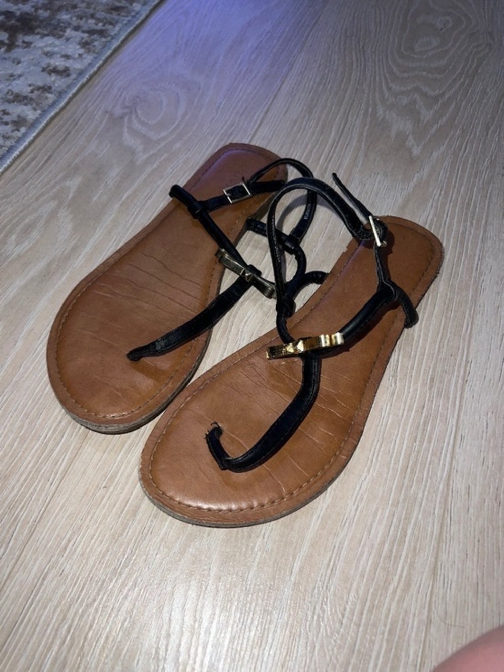 Black with gold detail strapping sandals merona 7.5